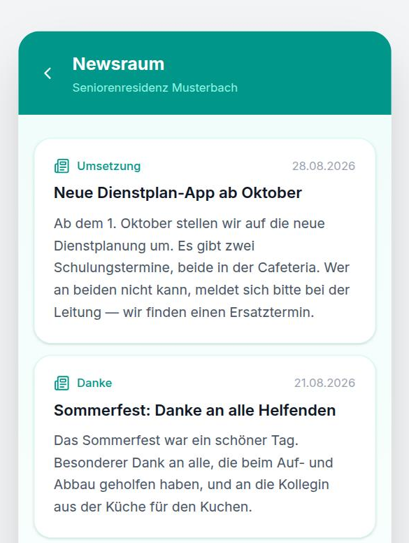 Newsraum in der App